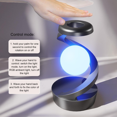 Floating and Spinning in Air with LED Moon Lamp RGB Floating Moon Table Lamp with Wireless Phone Charger for Office Bedroom Home