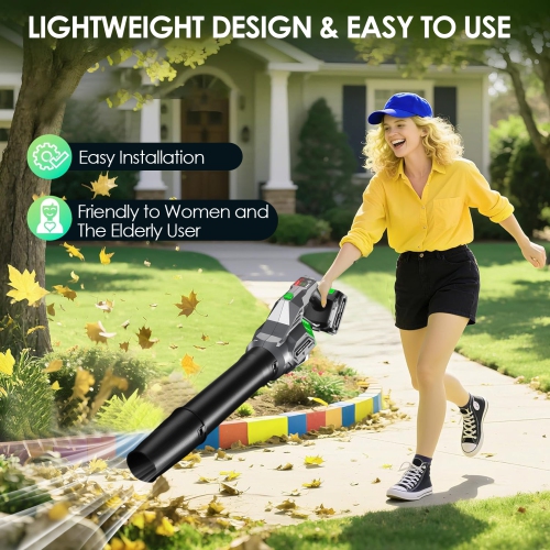 Cordless Leaf Blower, High-Powered Rechargeable Turbine Leaf Blower and School Blower for Lawn, Yard, Leaves, Dust, Snow Care
