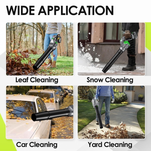 Cordless Leaf Blower, High-Powered Rechargeable Turbine Leaf Blower and School Blower for Lawn, Yard, Leaves, Dust, Snow Care