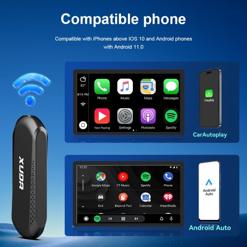 4+64&nbsp;Go CarPlay Boîte adaptative Android, commande d'écran de voiture d'origine + assistant vocal, pas besoin de désassembler et de brancher,