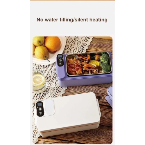 Rechargeable Student Large Capacity Electric Insulated Lunch Box with 304 Liner, Perfect for Office Workers to Heat Food and Meals - Self-Heating