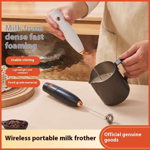 Café lait poudre agitateur tasse électrique à main batteur à oeufs mini mélangeur moussant à la crème en acier inoxydable noir