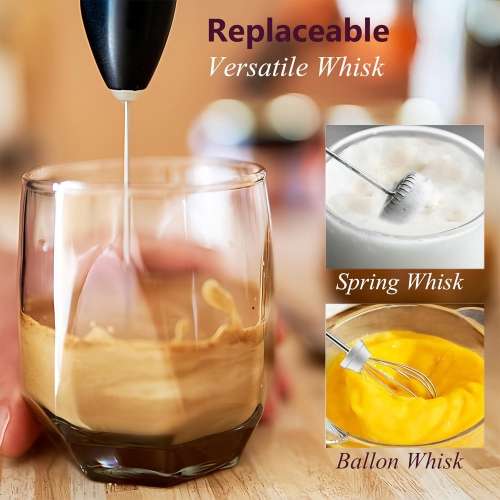 Electric Egg Beater Milk Frother Coffee Frother Handheld Wireless Egg White Cream Cake Mixer - Black