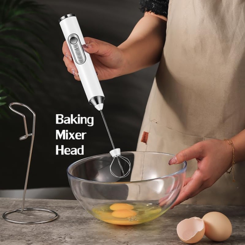 Electric Egg Beater Milk Frother Coffee Frother Handheld Wireless Egg White Cream Cake Mixer - Black