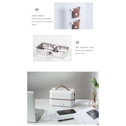 300W Multifunctional Electric Lunch Box - Stainless Steel Self-Heating Food Warmer, Leak-Proof, Fast Heating, Perfect for Office/Travel - Green