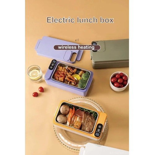 Boîte à lunch isotherme électrique grande capacité rechargeable, 304 doublure, idéale pour les travailleurs de bureau pour chauffer les aliments et