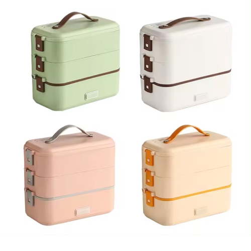 300W Multifunctional Electric Lunch Box - Stainless Steel Self-Heating Food Warmer, Leak-Proof, Fast Heating, Perfect for Office/Travel - Pink