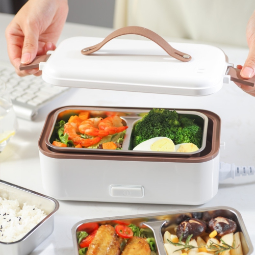 300W Multifunctional Electric Lunch Box - Stainless Steel Self-Heating Food Warmer, Leak-Proof, Fast Heating, Perfect for Office/Travel - Green
