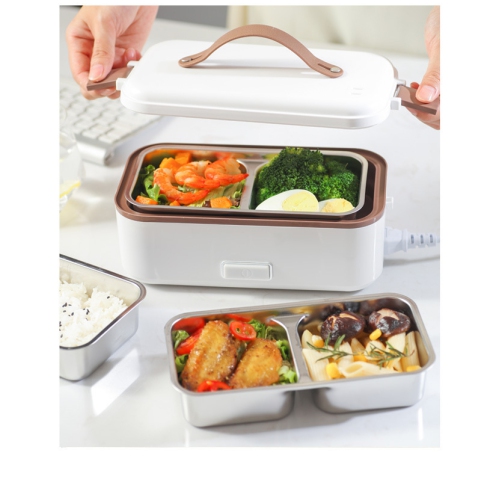 300W Multifunctional Electric Lunch Box - Stainless Steel Self-Heating Food Warmer, Leak-Proof, Fast Heating, Suitable for Offices/Travel - White