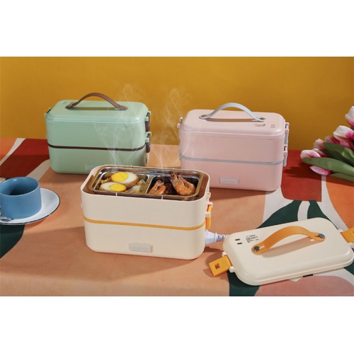 300W Multifunctional Electric Lunch Box - Stainless Steel Self-Heating Food Warmer, Leak-Proof, Fast Heating, Suitable for Offices/Travel - White