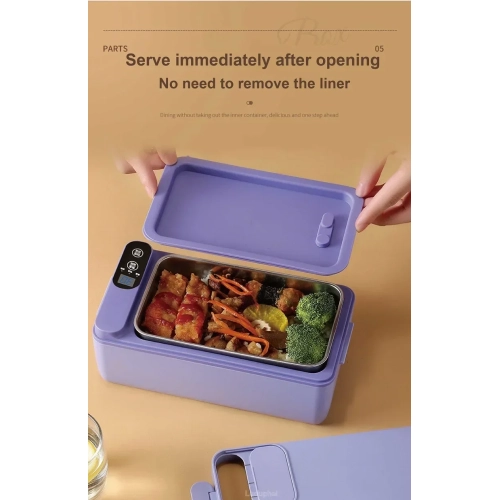Rechargeable Student Large Capacity Electric Insulated Lunch Box with 304 Liner, Perfect for Office Workers to Heat Food and Meals - Self-Heating