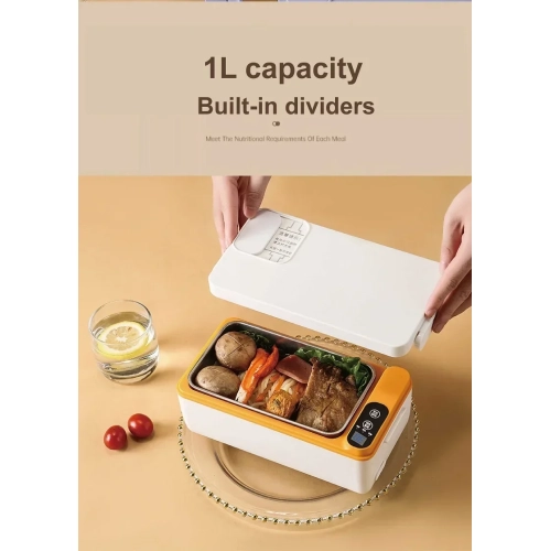 Rechargeable Student Large Capacity Electric Insulated Lunch Box with 304 Liner, Perfect for Office Workers to Heat Food and Meals - Self-Heating