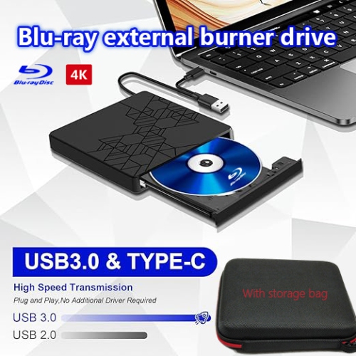 Multifunctional Blu-ray DVD Burner 5-in-1 Card External Blu-ray Drive Laptop Blu-ray Disc Burner - bt668 + Storage Bag