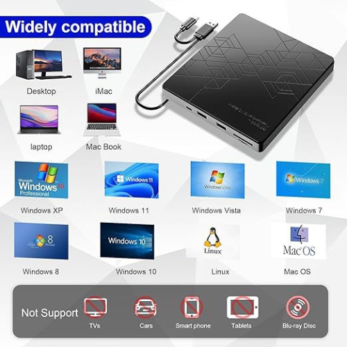 Multifunctional Blu-ray DVD Burner 5-in-1 Card External Blu-ray Drive Laptop Blu-ray Disc Burner - bt668 + Storage Bag