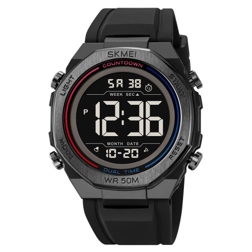 GREEN SCENIC  Student Electronic Watch, Multi-Function Alarm Clock, Waterproof, 45.3MM Diameter, El Luminous Light, Sports Silicone Watch for Boys And