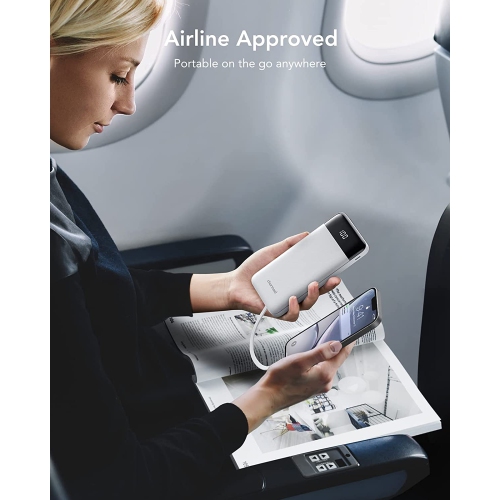 Power Bank with Built-in Cables, 10000mAh USB-C Battery Pack 6 Outputs 2 Inputs with LED Display Type C Powerbank Portable Charger Compatible with