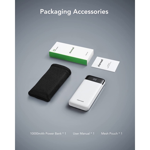 Power Bank with Built-in Cables, 10000mAh USB-C Battery Pack 6 Outputs 2 Inputs with LED Display Type C Powerbank Portable Charger Compatible with