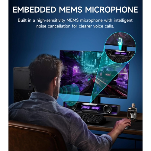 Edifier QS30 Computer Speakers Mini Soundbar USB Speakers Subwoofer Bluetooth 5.4 with Microphone RGB Lighting for PC Laptop