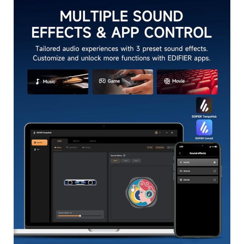 Edifier QS30 Computer Speakers Mini Soundbar USB Speakers Subwoofer Bluetooth 5.4 with Microphone RGB Lighting for PC Laptop