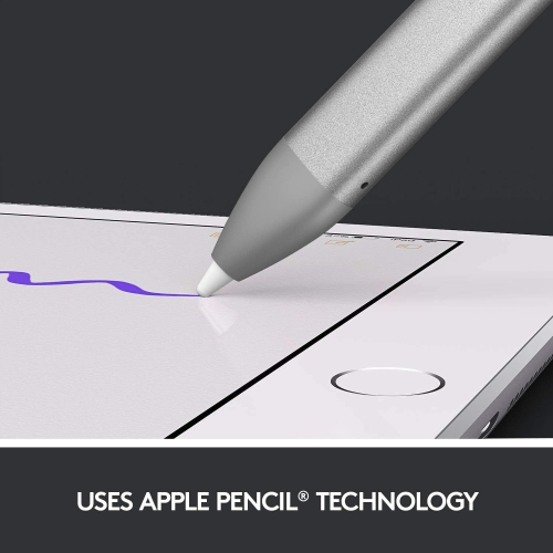 Logitech Crayon Digital Pencil for all iPads with Apple Pencil technology, anti-roll design, and dynamic smart tip - Gray (914-000031)