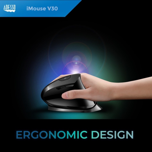 Adesso iMouse V30 Wireless Adjustable Vertical Ergonomic Mouse with Customizable Angles and DPI Switch - Advanced Optical Sensor Technology, Reduces