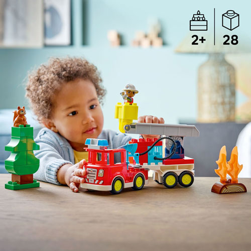 LEGO DUPLO : Le camion de pompiers avec un boyau et un pompier - 28 pièces (10473)
