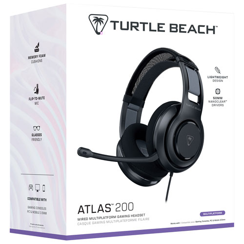 Casque de jeu avec fil Atlas 200 de Turtle Beach - Noir