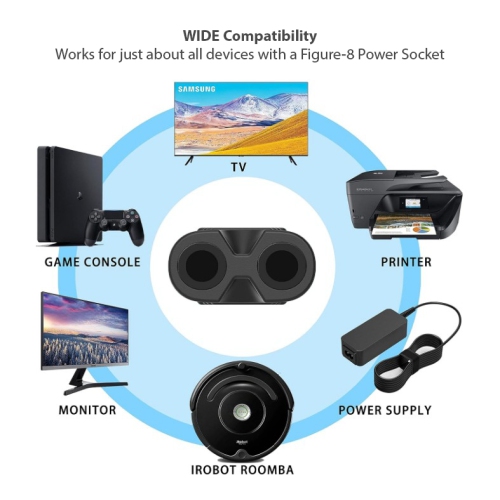 Samsung 5 Feet Figure-8 AC Power Cord Cable – 90° Angled, UL & CSA Certified Cable Compatible with LG, Sony, TCL, Insignia, Sharp, Toshiba, Hisense