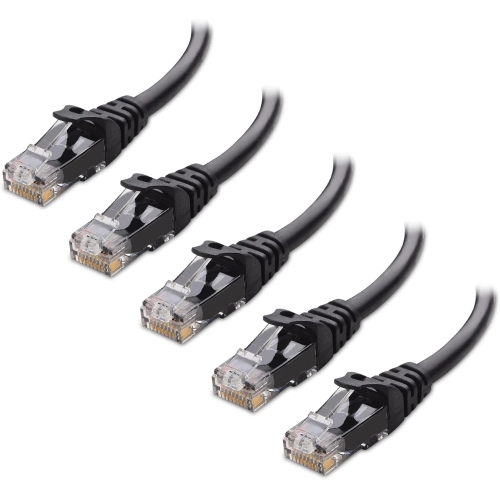 Cable Matters 10Gbps 5-Pack Snagless Short Cat 6 Ethernet Cable 1 ft in Black