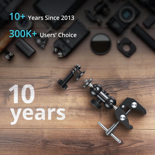 SMALLRIG Super Camera Clamp Mount 2-Pack, Double Ball Head Magic Arm Adapter, Fence/Desk/Tripod Mount for Monitor/Light/Camera, for Insta360, for