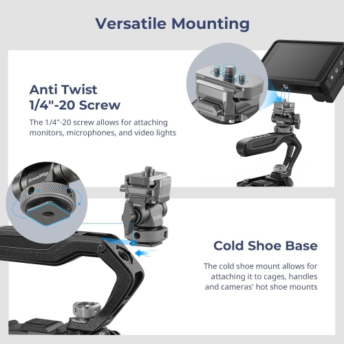 Support de moniteur à dégagement rapide HawkLock H21 de SmallRig avec porte-accessoires, support pivotant et inclinable pour moniteur avec 1/4" - 20