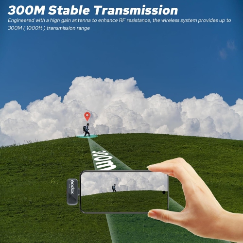 GODOX Cube-SL Kit2 Wireless Lavalier Microphone for iPhone, 8H Battery Life, 2.4G Wireless Mic, 300m Range, Noise Cancelling with Charging Case for