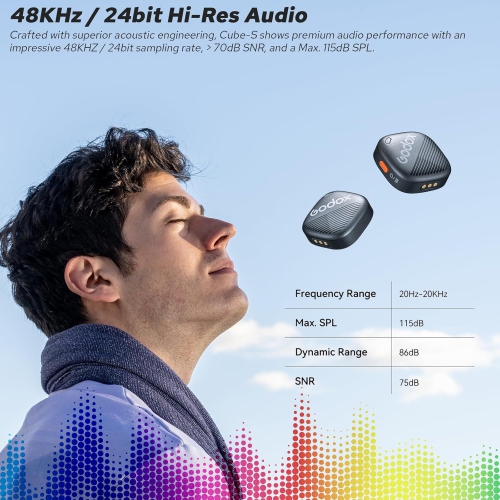 GODOX Cube-SL Kit2 Wireless Lavalier Microphone for iPhone, 8H Battery Life, 2.4G Wireless Mic, 300m Range, Noise Cancelling with Charging Case for