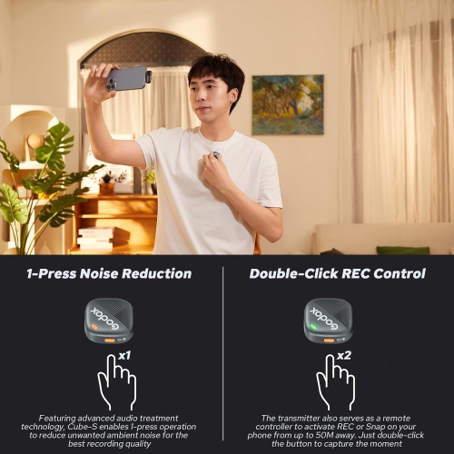 GODOX Cube-SL Kit2 Wireless Lavalier Microphone for iPhone, 8H Battery Life, 2.4G Wireless Mic, 300m Range, Noise Cancelling with Charging Case for
