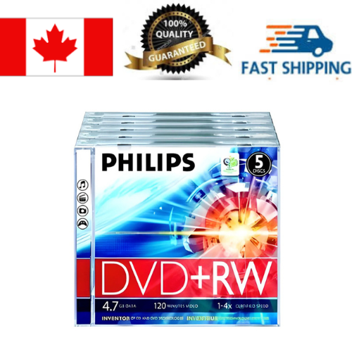 Philips DVD+RW 5pcs Individual Packing Blank DVD with Jewel Case