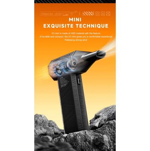 X3 turbo industrial fan with 110,000 RPM brushless motor, 150g high wind pressure, dust and water removal, and 4 magnetic nozzles