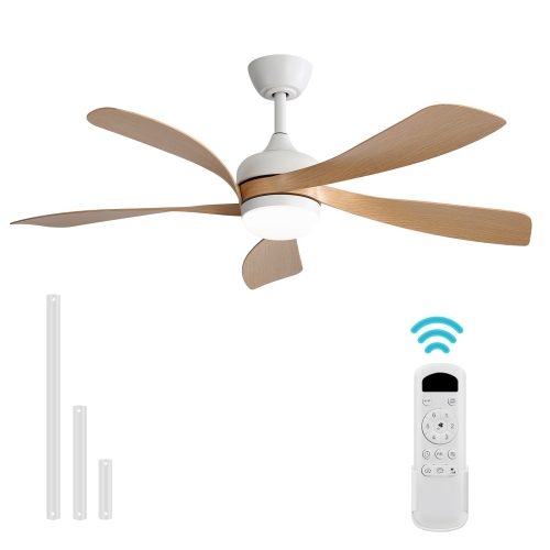 Ventilateur de plafond de 52&nbsp;po avec télécommande et lumières Moteur c.c. silencieux à 5 pales en ABS Ventilateur de plafond moderne Chambres à