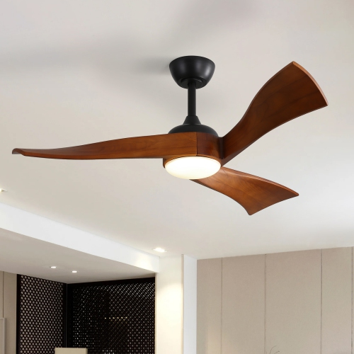 Farmhouse Ceiling Fans with Lights and Remote Large 52 Inch High CFM Ceiling Fan With Waved Solid Wood Blades