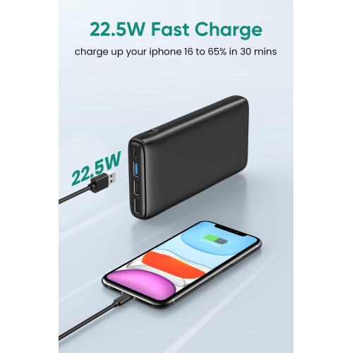 Power Bank 26800mAh Portable Charger, 22.5W Fast Charging Battery Pack PD 3.0 USB C Input & Output with LED Display 4 Outputs for iPhone, Samsung,