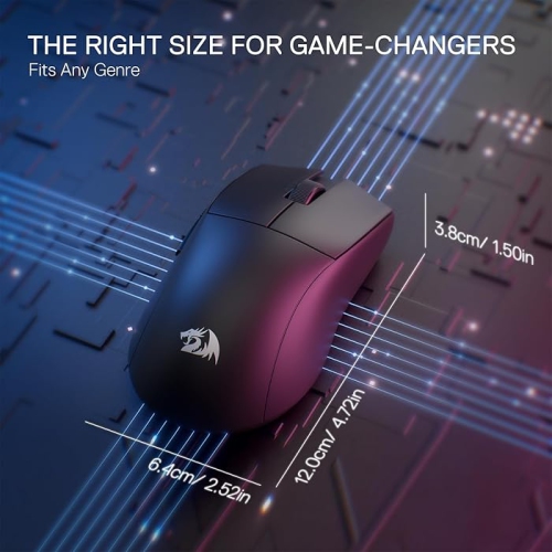 Redragon M916 STD 3-Mode Wireless Gaming Mouse, 49G Ultra-Light 24K DPI Mice w/Ergonomic Natural Grip Build, Full Programmable Buttons - Black