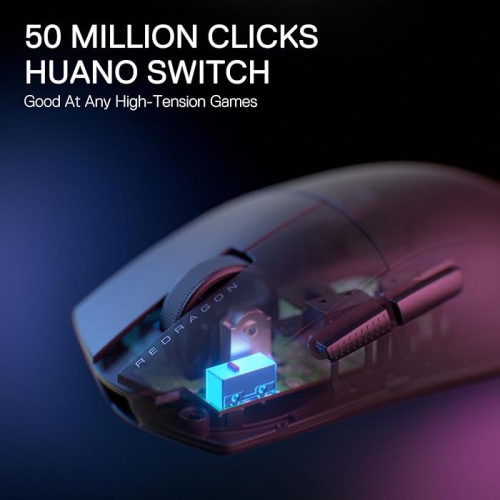 Redragon M916 STD 3-Mode Wireless Gaming Mouse, 49G Ultra-Light 24K DPI Mice w/Ergonomic Natural Grip Build, Full Programmable Buttons - Black