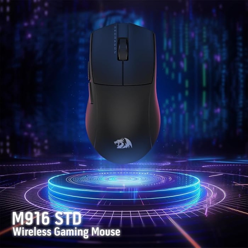 Redragon M916 STD 3-Mode Wireless Gaming Mouse, 49G Ultra-Light 24K DPI Mice w/Ergonomic Natural Grip Build, Full Programmable Buttons - Black