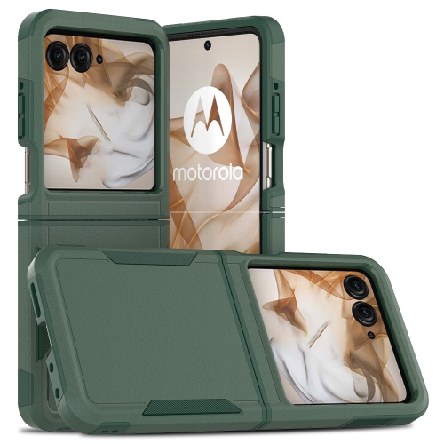 [CS] Étui rigide en caoutchouc robuste double couche pour Motorola Moto Razr 2024 2025, vert minuit