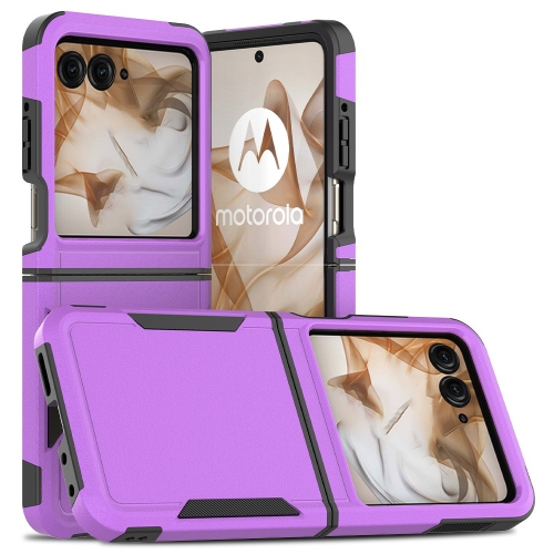 [CS] Dual Layers Heavy Duty Rubber Armor Hard Case Cover for Motorola Moto Razr 2024 2025, Purple