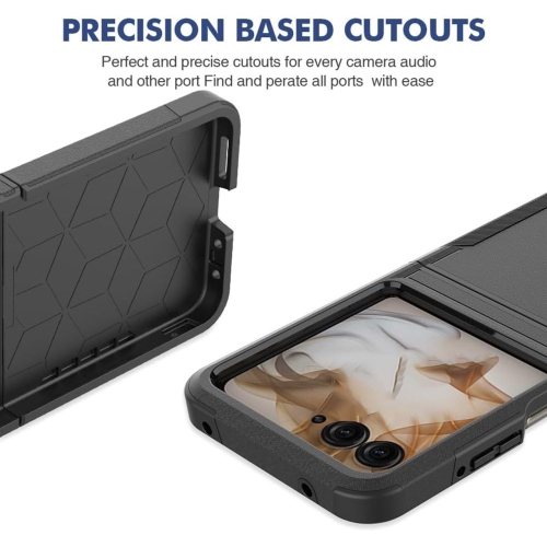 [CS] Étui rigide en caoutchouc robuste double couche pour Motorola Moto Razr 2024 2025, noir