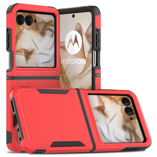 [CS] Dual Layers Heavy Duty Rubber Armor Hard Case Cover for Motorola Moto Razr 2024 2025, Red
