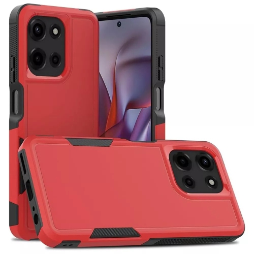 [CS] Dual Layers Heavy Duty Rubber Armor Hard Case Cover for Motorola Moto Edge 2025, Red