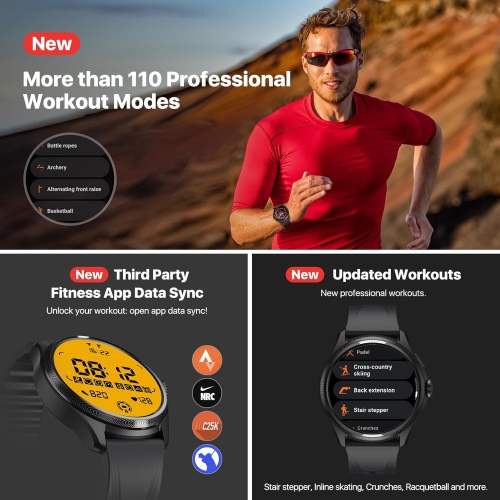 TicWatch Pro 5 Enduro Smartwatch for Men 1.43" Android Wear OS Smart Watch 90 Hrs Battery 110+ Workout Modes 5ATM GPS Compass Android Compatible Only