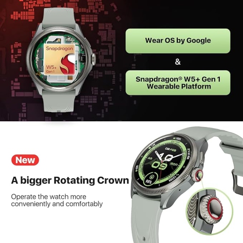 Ticwatch Pro 5 Enduro Smartwatch for Men 1.43" Android Wear OS Smart Watch Up to 90 Hrs Battery 7/24 Heart Rate Health Fitness Tracker Outdoor 5ATM