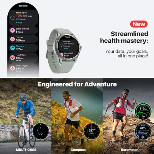 Ticwatch Pro 5 Enduro Smartwatch for Men 1.43" Android Wear OS Smart Watch Up to 90 Hrs Battery 7/24 Heart Rate Health Fitness Tracker Outdoor 5ATM